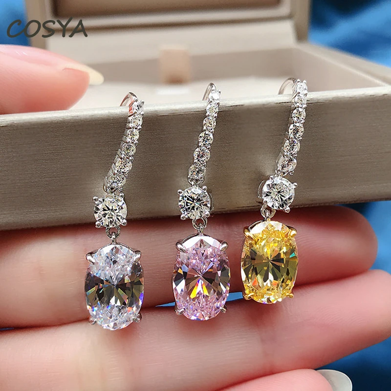 

COSYA 100% Серебро 925 пробы овальные 8*12 мм высокоуглеродистые алмазные сверкающие Свадебные украшения для вечерние для вечеринки Роскошные Изя...