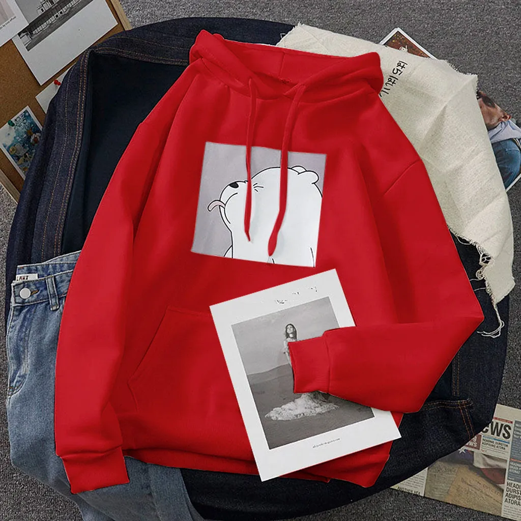 Hoodies oversized print Kangaroo Pocket Sweatshirts Hooded Harajuku Spring Casual Vintage Korean Pullovers Women sweetshirts