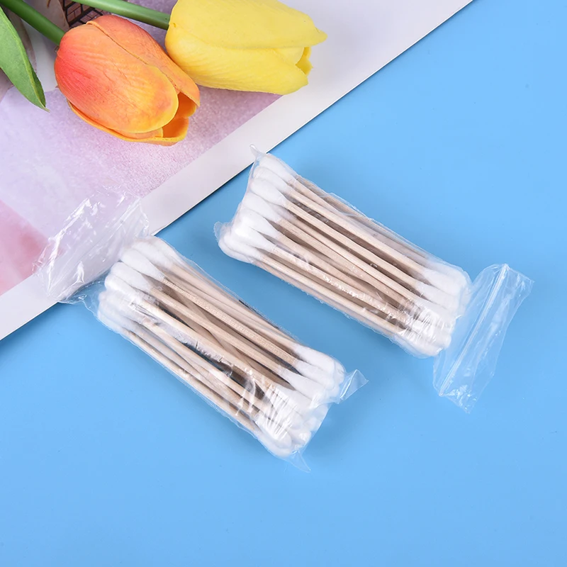 

100pcs/ Pack Double Head Cotton Swabs Women Makeup Buds Tip for Medical Wood Sticks Nose Ears Cleaning Health Care Tools