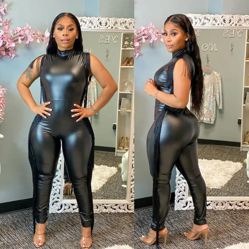 

Echoine Elasticated Trousers Jumpsuit Skinny Solid Black High-waist Casual Street-wear Woman Hot pants Drop shipping