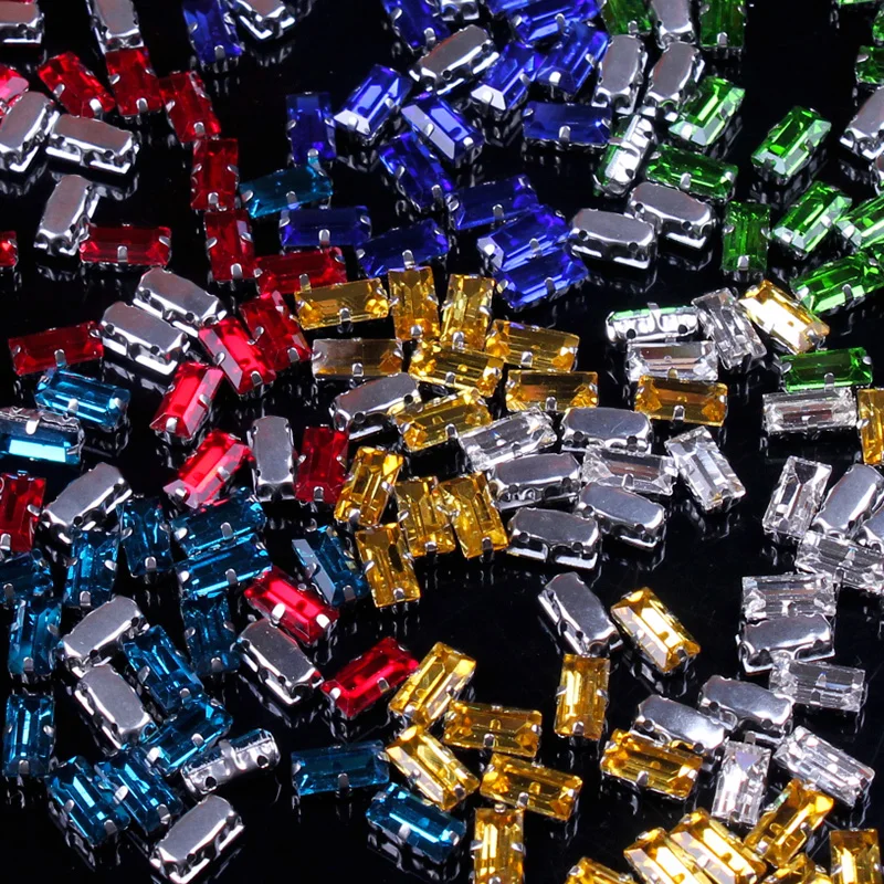 AB Стразы кристаллы для рукоделия прямоугольник с серебряным креплением