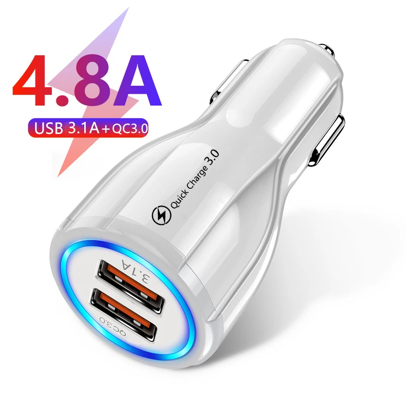 Мини Авто USB зарядное устройство адаптер 4.8A Универсальный двойной USB телефон автомобильное зарядное устройство для samsung iPhone 11 Xiaomi планшет мобильный телефон зарядное устройство s - Тип штекера: 5V 4.8A White