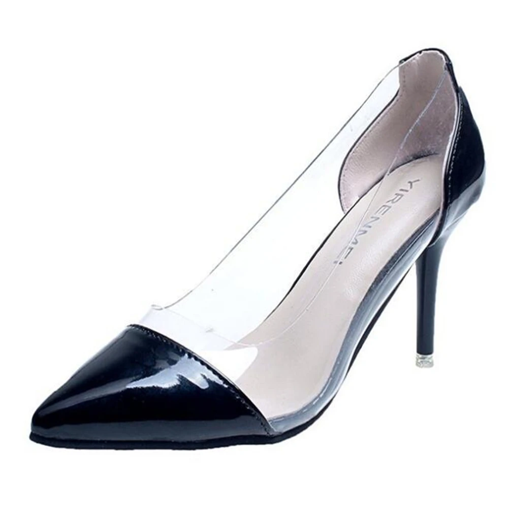 Ladies High Heels PUMPS PVC Transparent Pumps Sandals Perspex Heel Stilettos Point Toes Nightclub Party Shoes y36 | Обувь