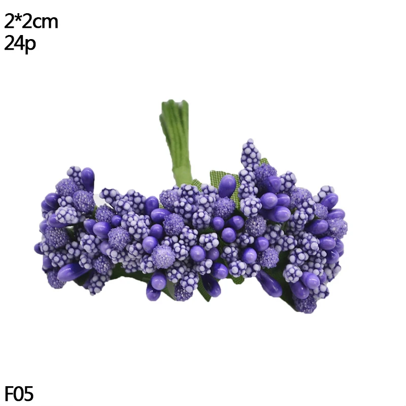 24pcs stamen Свадебные украшения фиолетовые тычинки ягоды искусственные ветки вишни цветы сделай сам цветок венки декоративный торт подарочная коробка Свадебный декор - Цвет: 24pcs stamen