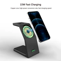 15w qi fast wireless charger stand for iphone 11 12 x 8 apple watch 3 in 1 foldable charging dock station for airpods pro iwatch