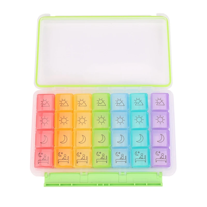 Weekly AM/PM Pill Box Portable Travel Organizer (7-Day / 4-Times-A-Day) with Moisture-Proof Design and Large Compartments | Дом и сад