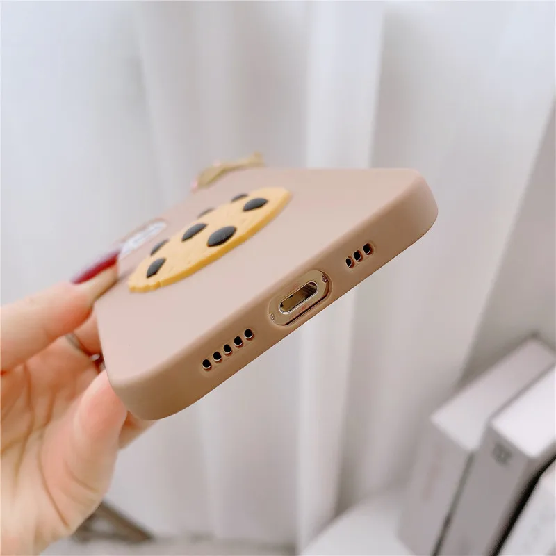 

Cute Cartoon 3d Bear Biscuit Phone Cases Protective Shell Back Cover Coque For iPhone 12 MiNi 11 Pro XS Max XR X SE 2 8 7 6 Plus
