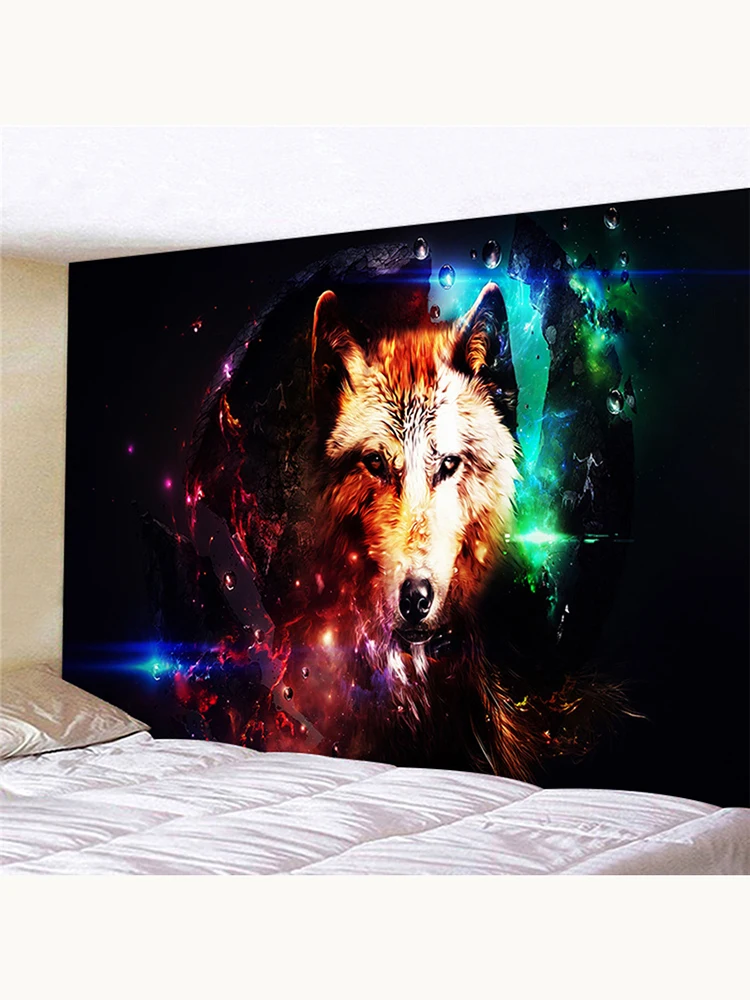 Волк психоделический гобелен настенный Мандала слон настенное одеяло индийский