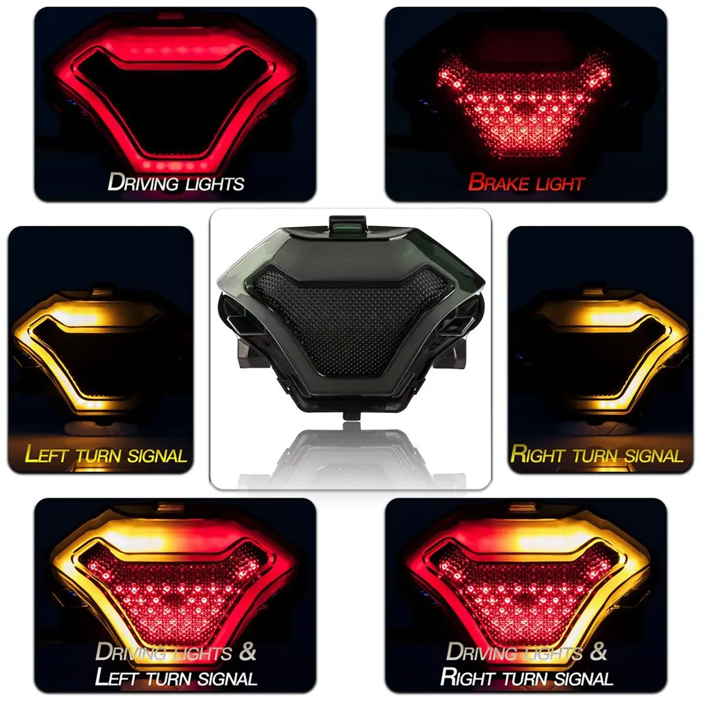 

Motorcycle Brake Light Tail Lamp With LED Turn Signals Replacement For Yamaha YZF R3 R25 Y15ZR MT07 MT03 FZ07 LC150