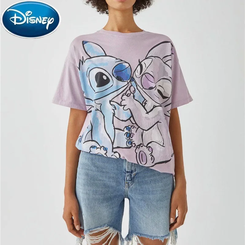 

Женская летняя футболка с коротким рукавом, круглым вырезом и принтом