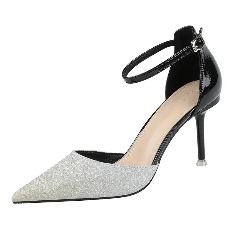 

Summer Women's Sandals Heels Pointed Shallow Mouth Gradient High-heeled Shoes Buckle Banquet Women's Sandals LSJ-6719-5