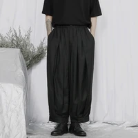 men straight pants spring and autumn new personality pleated design hip hop street casual loose oversized pants