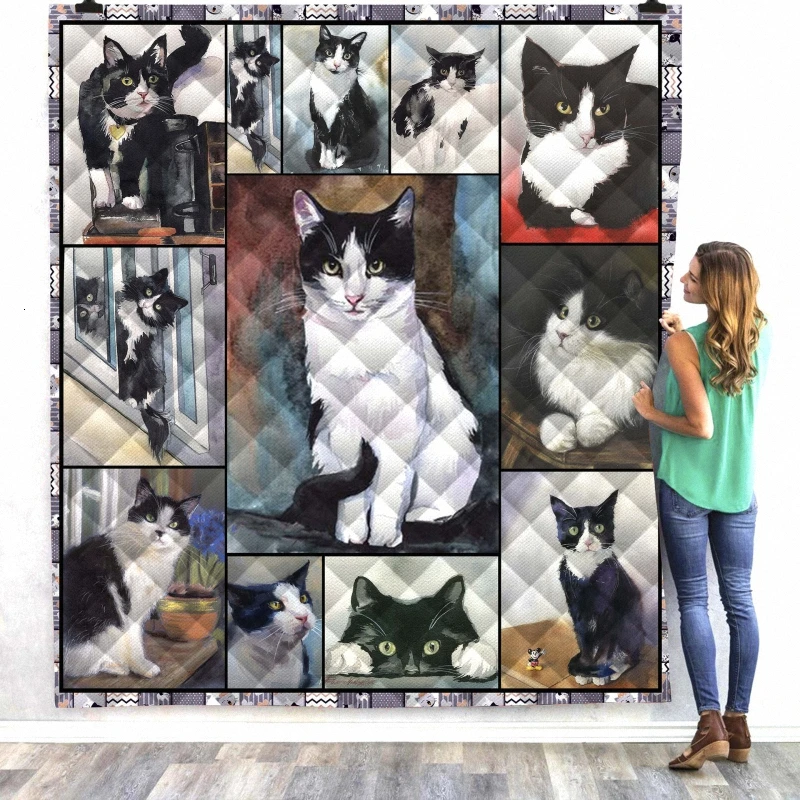 Хэллоуин террор кошка напечатанный домашний диван покрывало одеяло королева