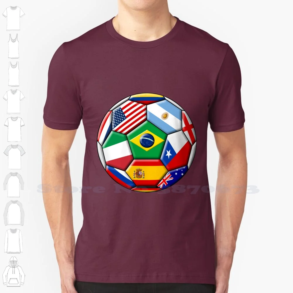 

- Soccer With Various Flags Fashion Vintage Tshirt T Shirts 2014 Argentina Ball Ballon Brazil Brazilian Champ Champion