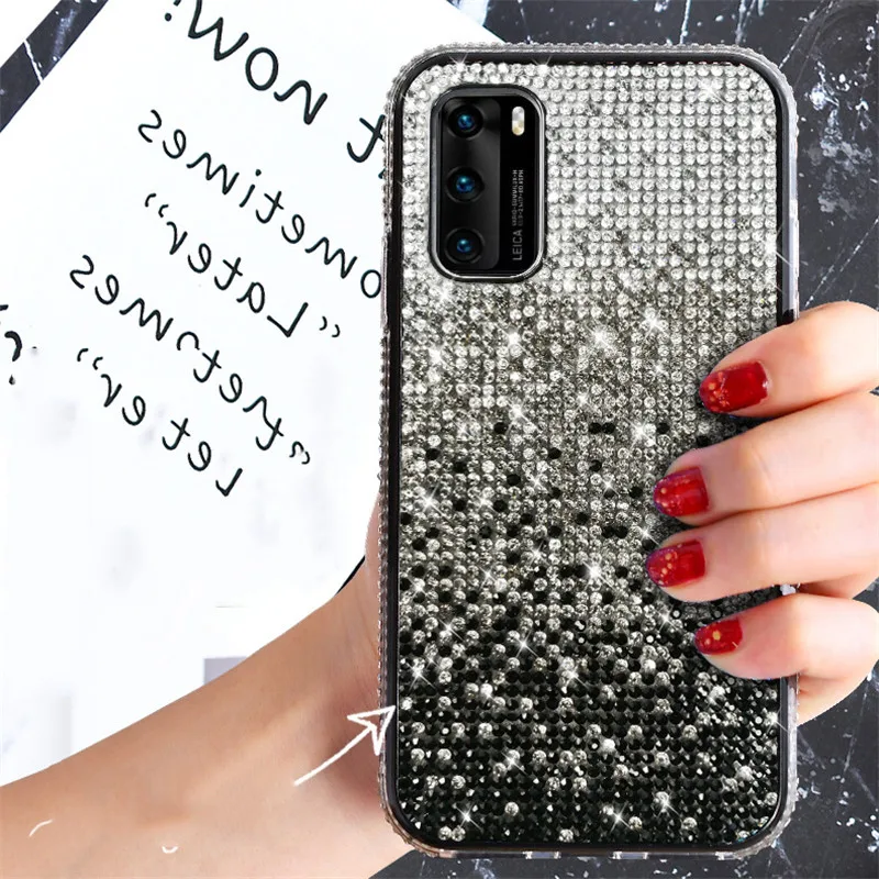 

Luxury Glitter Crystal Case For Huawei P40 P30 Pro P40Pro P30Pro Mate 30 30Pro Coque Bling Gradient Soft Silicone Cases Cover
