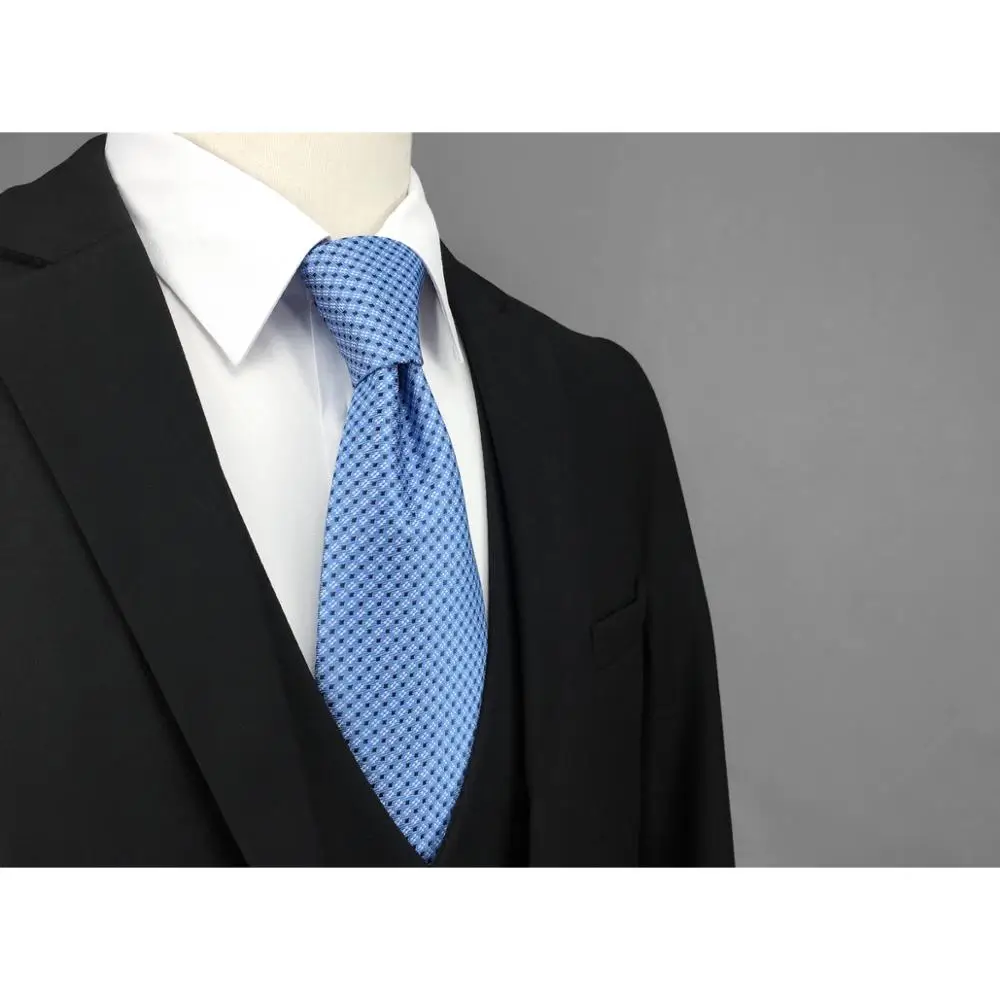 B6 небесно голубой синий горошек Шелковый Для мужчин галстук бабочка комплект