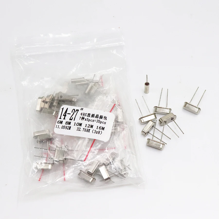 hc-49s DIP Crystal Oscillator electronic Kit resonator ceramic quartz resonator   7values X 5PCS 32.768K 6 8 10 12 11.0592 16MHZ