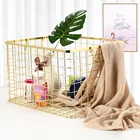 Металлическая корзина для хранения в скандинавском стиле, настольный декор под розовое золото, органайзер для хранения одежды, офиса, кухни, ванной комнаты, контейнер-Органайзер