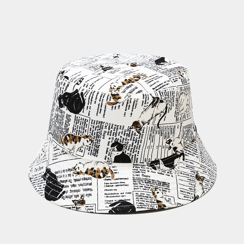 Панама в стиле хип-хоп для мужчин и женщин базовая шляпа от солнца с принтом кота