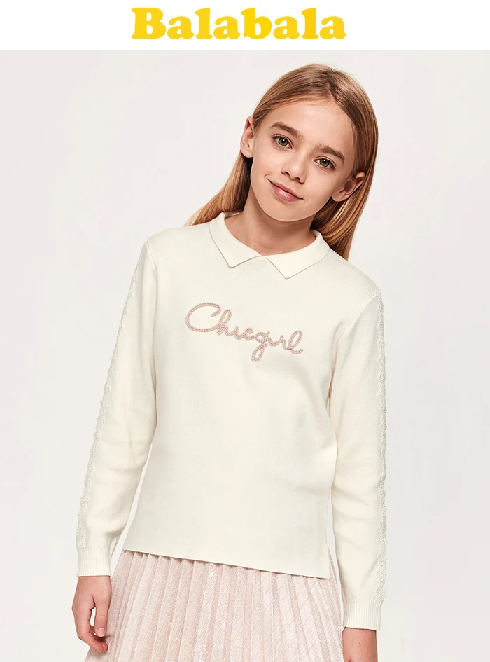 Balabala Girls sweater children's bottoming shirt new spring clothing big children's sweaters fashionable girl