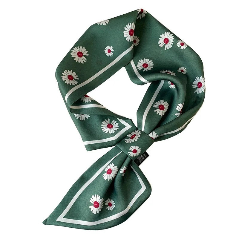 

2020 New Arrival Square Neck Scarf Women Silk Hair Brand Small Foulard Shawls And Wraps Lady Office Neckerchief Bandana Hijab