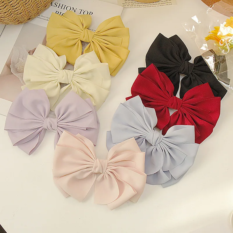 

2021 New Arrival Big Chiffon Bows Barrette For Women Girls Headband Fashion Korean Hair Clips Sweet Headwear Hair Accessories