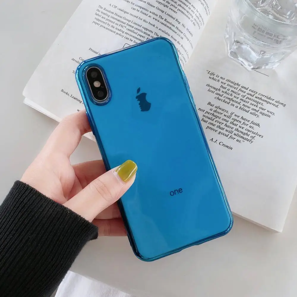 Модный мягкий из высокотемпературного полиуретана чехол для iPhone X Xs Max XR 8 7 6 6s Plus Роскошные Защитные Чехлы и сумки для мобильных телефонов чехол - Цвет: Синий