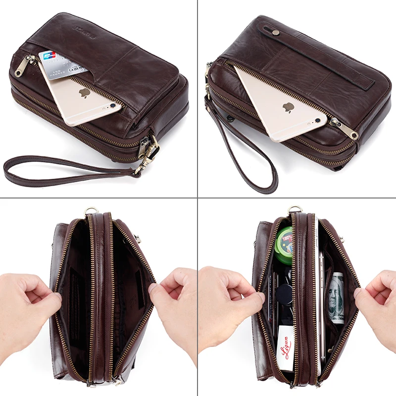 Длинный кошелек из натуральной кожи для мужчин брендовый модный вместительный