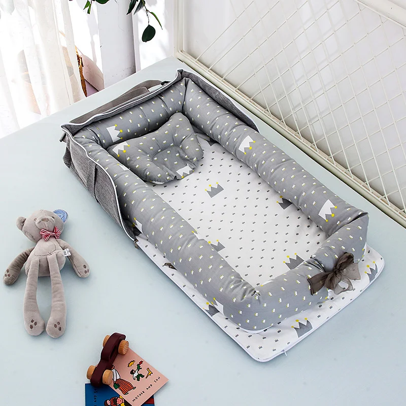 

Baby Crib Toddler Bed Portable Bassinet Cotton Fabric Baby Bed Baby Nest Bed Portable Crib Travel Bed