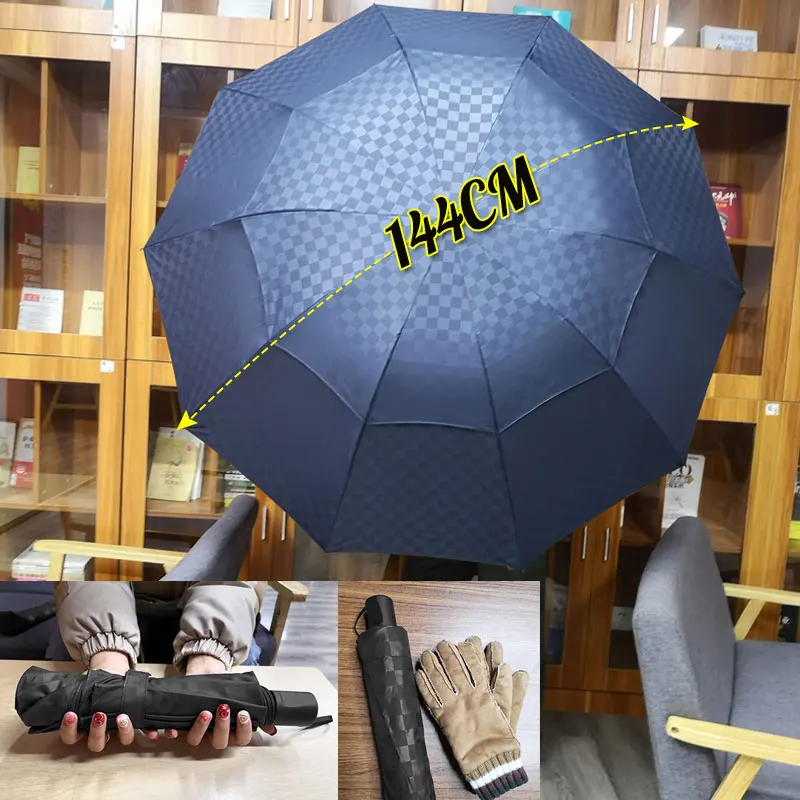 

Big 4 Folding Umbrella Rain Golf Men Women Windproof Business Umbrella Double Layer Family Travel Paraguas Parasol B50