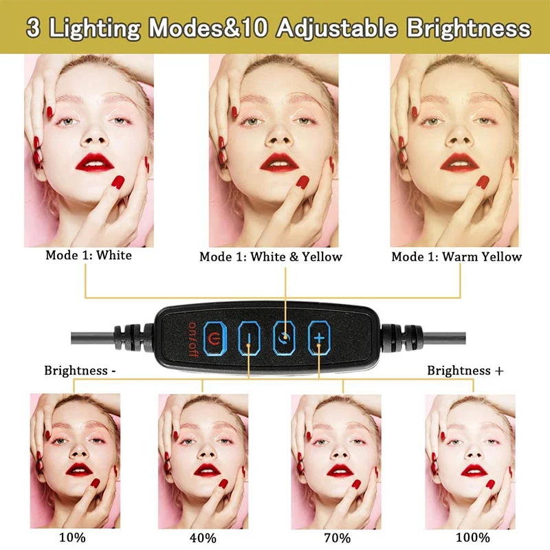 Гибкая настольная подставка для мобильного телефона со светодиодной кольцевой