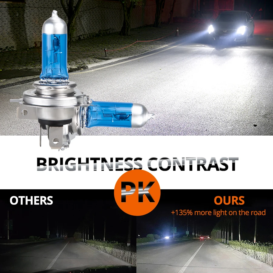 Галогенная лампа MeeToo 1 шт. супер белая галогенная H4 H7 12 В 55 Вт/60 Вт 100 6000K 6500K