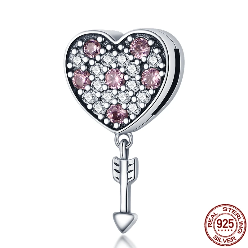 

100% Real 925 Sterling Silver Love Heart-Shaped Beads Fit Original Pandora Bracelet&Bangle Making Fashion DIY Jewelry