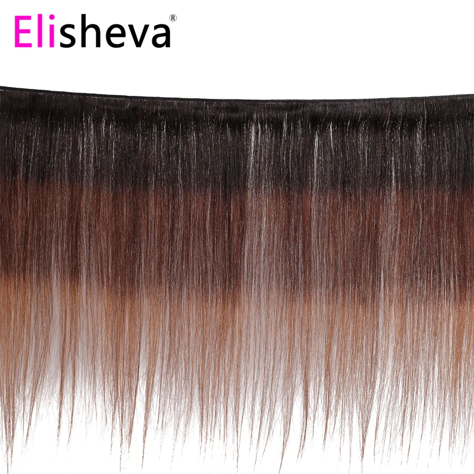 Elisheva 1B/4/30 прямые человеческие волосы цветные пучки с закрытием 3 тона Омбре