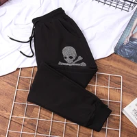 2021 new spring and autumn harem pants trend women loose fashion skull pattern hot diamonds casual trousers female sweat pants