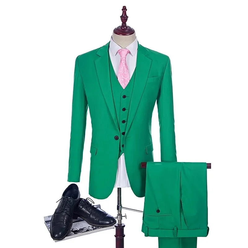 

Новинка 2021, модный зеленый костюм, стильная мужская одежда, смокинг с заостренным воротником для жениха и костюм для шафера, мужской костюм (...