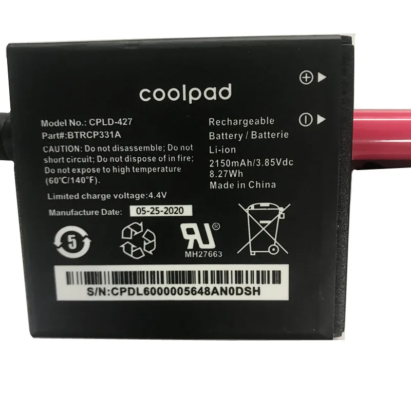 

Original New 2150mAh 8.27Wh For Coolpad CPLD-427 Replacement Battery BTRCP331A