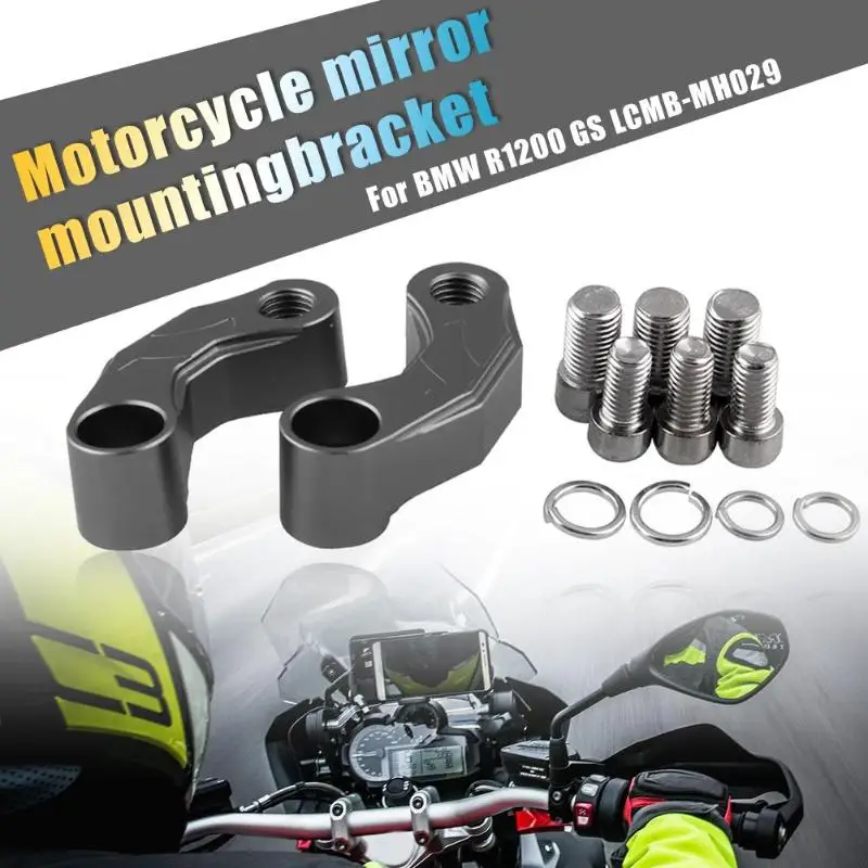 Мотоцикл боковое зеркало расширитель CNC удлинитель адаптер Комплект черная
