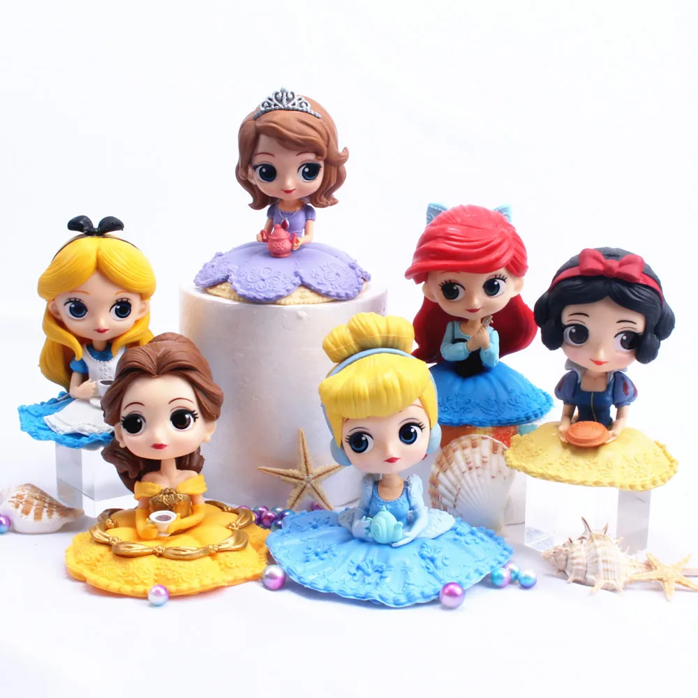 Фигурки Принцессы Disney Q 9 5 см игрушки Тиана София Белоснежка Рапунцель Ариэль