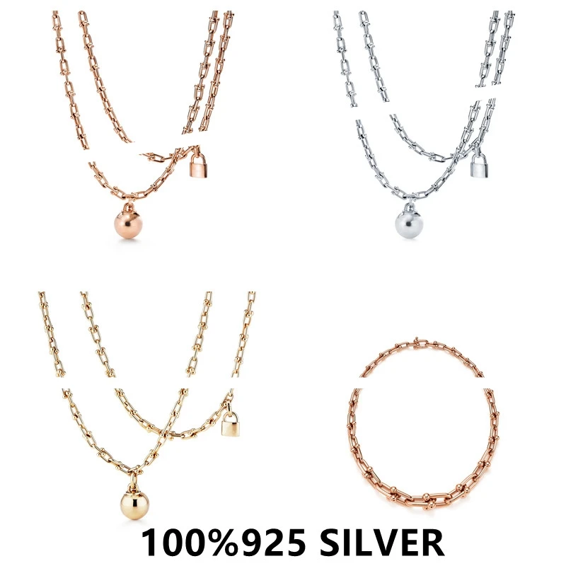 

TF 1:1 2021 superior quality 925 Sterling Silver Necklace Couples Necklace Horseshoe necklace U Necklace HardWear ecklace