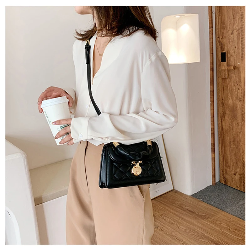 

Women Plaid Bag Brand Designer PU Leather Messenger Bag Women'S 2021 Simple Fashion Shoulder Bag Female Luxury Small Handbag