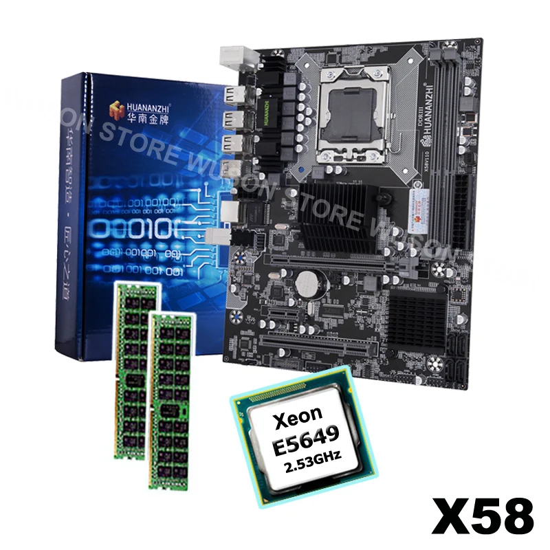Материнская плата HUANANZHI X58 LGA1366 M-ATX с ЦПУ Intel Xeon E5649 2,53 ГГц, 16 Гб (2 х8 ГБ)