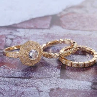 new fashion zircon geometric ring three piece set womens wedding engagement ring jewelry gift size 6 10