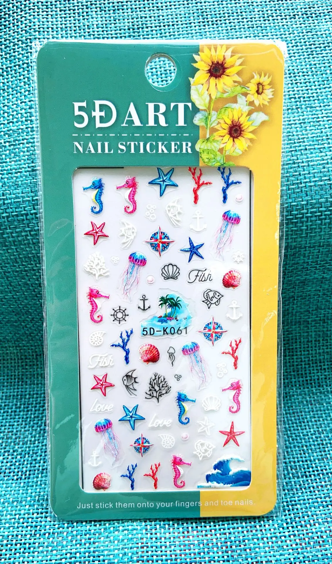 

1Pcs 5D Stickers for Nails Ice Cream Fruit Letter Summer Nail Art Decorations Stereoscopic Sticker Accessories Anaglyph Effect