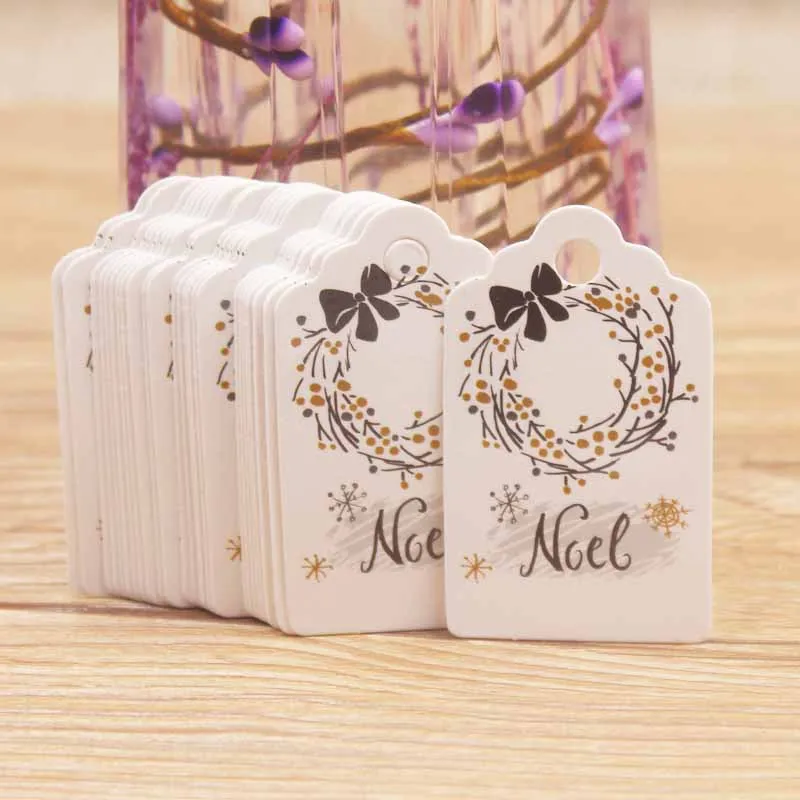 100 шт. рождественские бирки карточка из крафт-бумаги Подарочная этикетка бирка