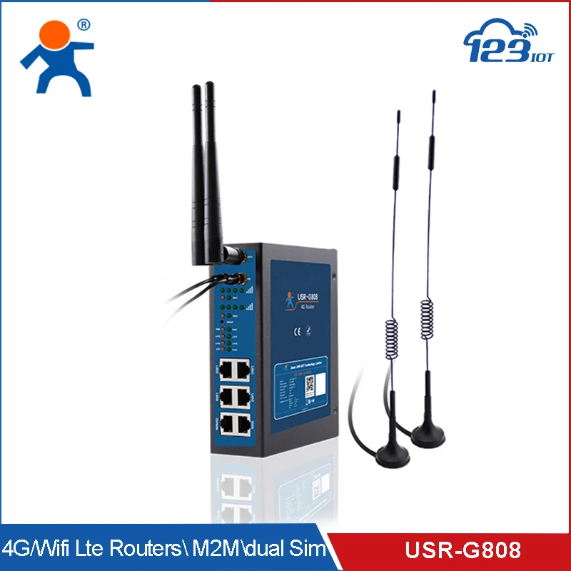 USR-G808 M2M промышленный беспроводной 4G маршрутизатор с двумя SIM-картами-двумя LTE