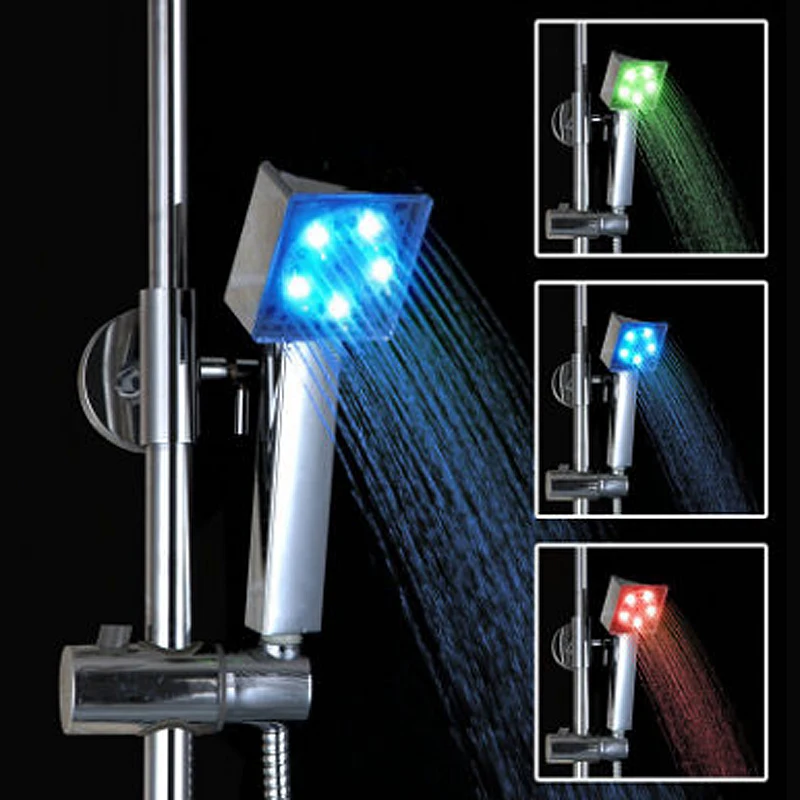 

LED Rainfall Shower Head Colorful Self-changing Shower Head No Battery Automatic Waterfall Shower Single Bathroom Showerhead