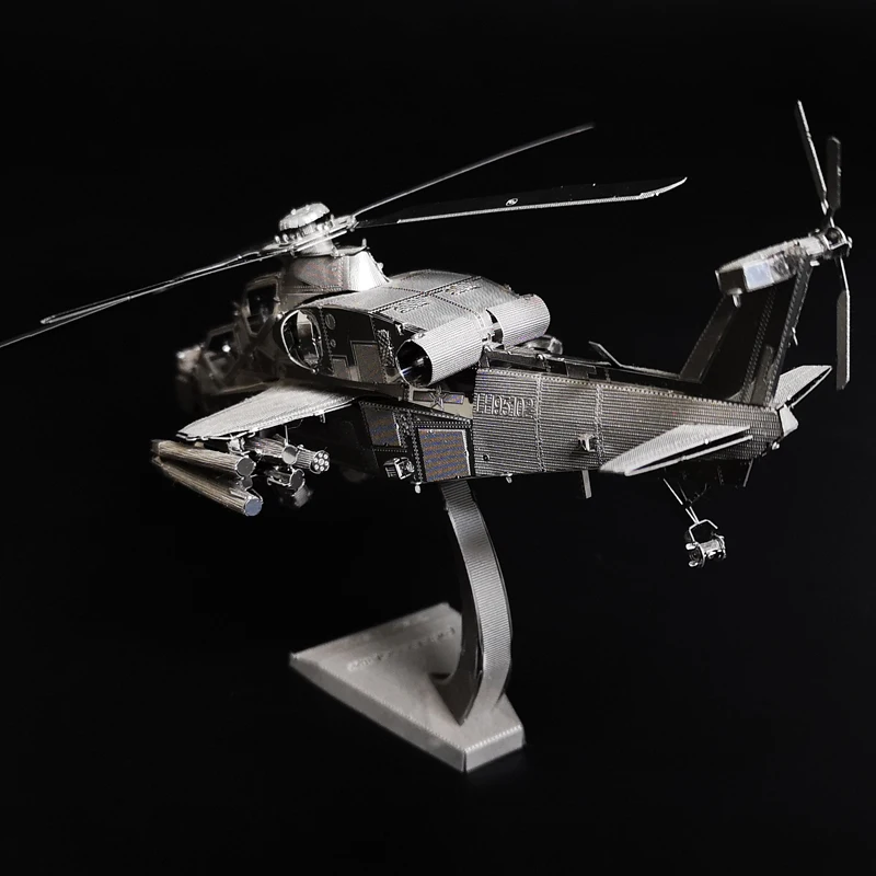 Забавный 3D металлический Пазл "Wuzhi вертолет" DIY 3D лазерная резка Лобзики военная модель моделирования детские развивающие игрушки подарки
