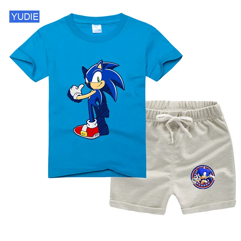 

Casual Kids Clothes 2 Piece Set Clothing Green Cool Boy T-shirt + Shorts Clothing Boys Tracksuit Children Baby Clothes