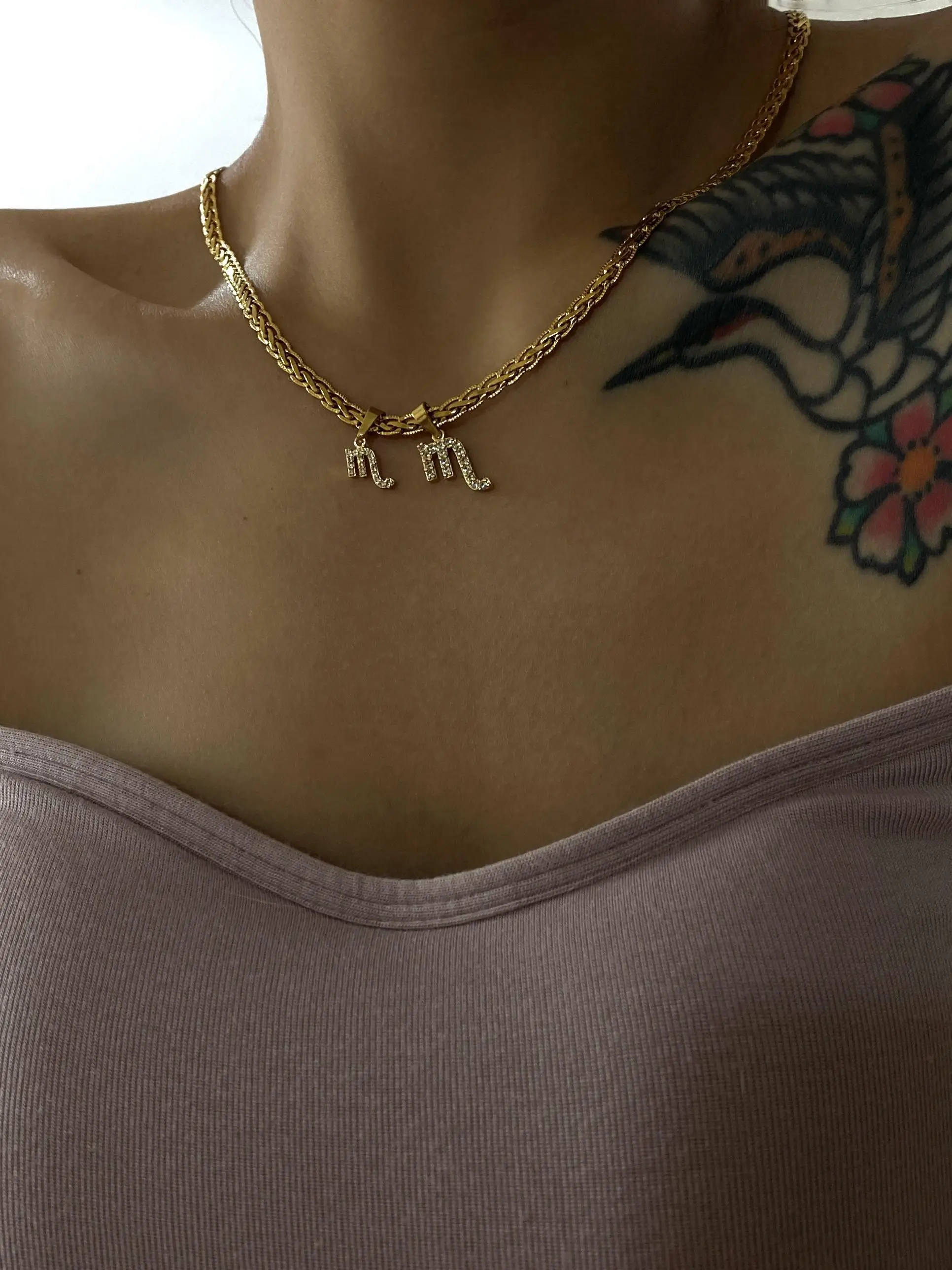 

New Letter Pendant High Quality Jewelry 18k Gold Angel 12 Zodiac Necklace Customize Accessories Women Necklace